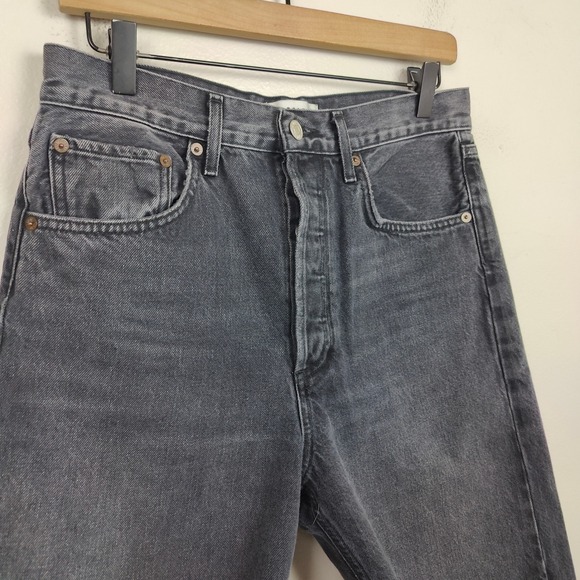 Agolde 90s Short Womens 27 Faded Black Mid Rise Loose Fit Cut Offs Raw Hem - Picture 3 of 12